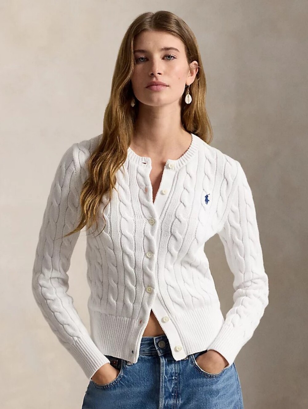 NWT Polo Ralph Lauren S White Cable Knit Cardigan Old Money Quiet Luxury Classic